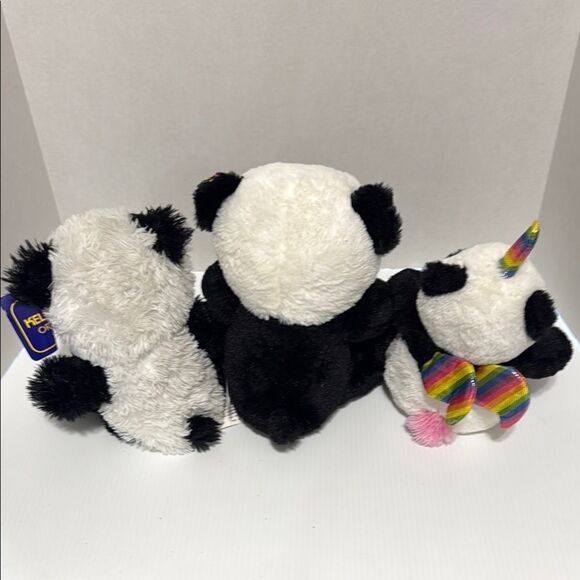 3 piece bundle Colorful Panda Plush Toy Set stuffed animal teddy bears - Picture 2 of 3